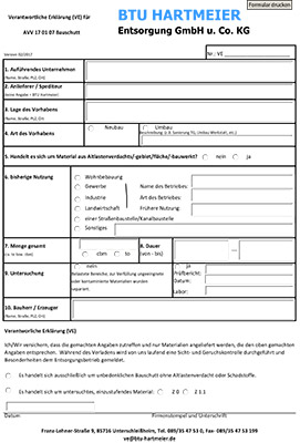 Verantwortliche Erklärung Bauschutt Verantwortliche Erklärung Bauschutt